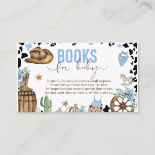 Carte D'accompagnement Un Petit Livre Bébé Cow-Boy Western Garçon Bleu