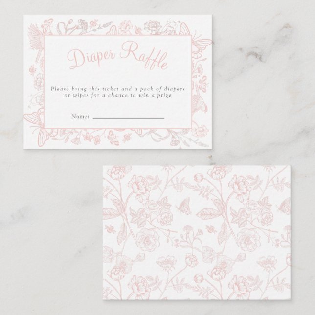 Carte D'accompagnement Un Petit Papillon rose Baby shower Déchets Raffle (Devant / Derrière)
