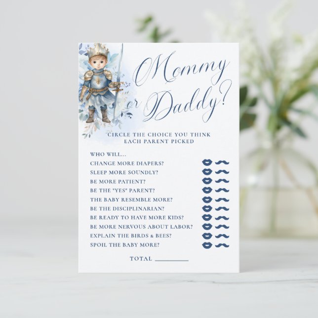 Carte D'accompagnement Un Petit Prince Royal Bleu Douche Maman Ou Papa (Debout devant)