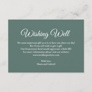Carte D'accompagnement Un simple souhait minimal. Mariage vert poussiéreu