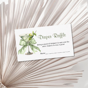Carte D'accompagnement Un Tini One Martini Sage Diaper Raffle Baby Shower