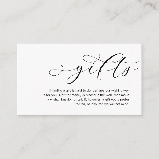Carte D'accompagnement Une Note Sur Les Cadeaux De Mariage, Belle Éléganc (Devant)
