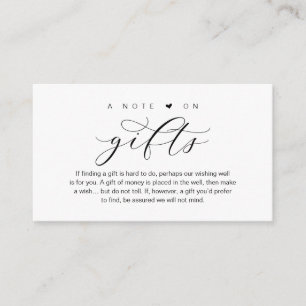 Carte D'accompagnement Une note sur les cadeaux de mariage, belle éléganc