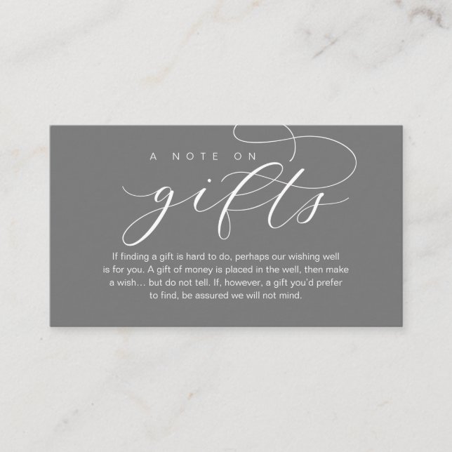 Carte D'accompagnement Une Note Sur Les Cadeaux De Mariage, Belle Éléganc (Devant)