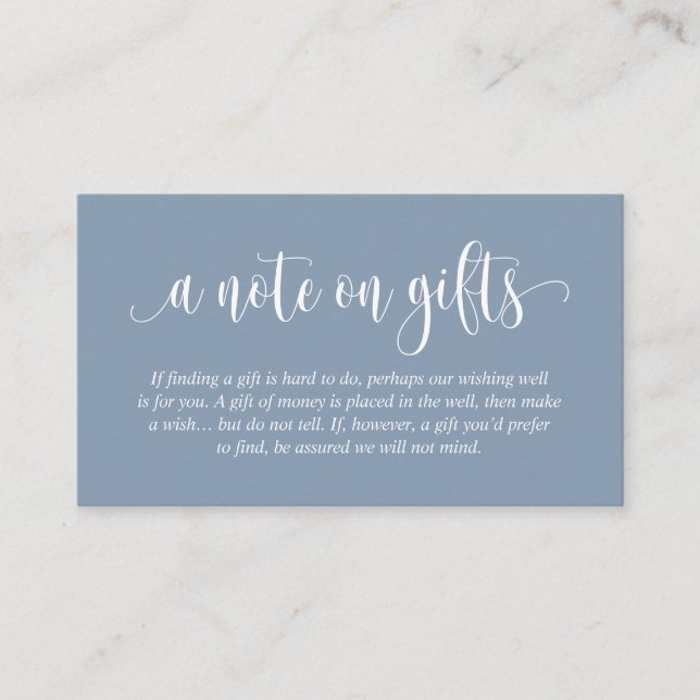 Carte D'accompagnement Une Note Sur Les Cadeaux De Mariage, Script Élégan (Devant)