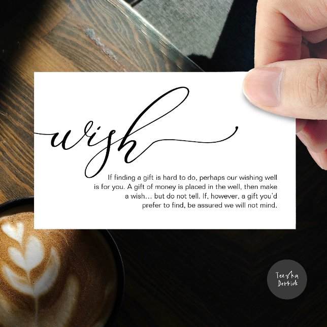 Carte D'accompagnement Une note sur les cadeaux, fonds de voeux pour lune (A note on gifts, honeymoon wish fund cash wish enclosure card in black white)