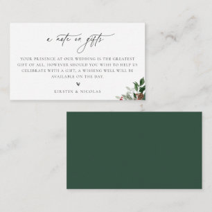 Carte D'accompagnement Une note sur les cadeaux Mariage de verdure hivern