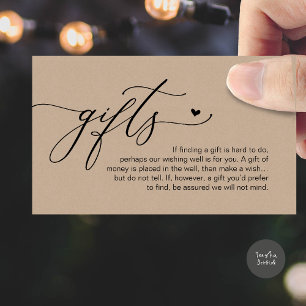 Carte D'accompagnement Une note sur les cadeaux, Mariage Romantique Moder