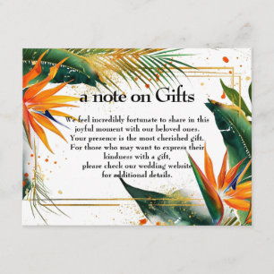 Carte D'accompagnement Une note sur les cadeaux Oiseaux de Paradise Bliss