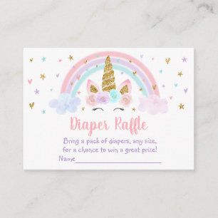 Carte D'accompagnement Unicorn Rainbow Rose Gold Baby Diaper Raffle