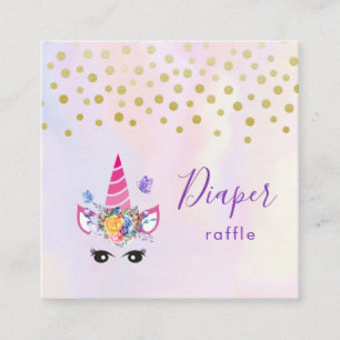 Carte D'accompagnement Unicorne rose tendance avec Raffle de couche de fl