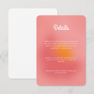 Carte D'accompagnement Unique couleur dégradé Ombre rose orange Mariage