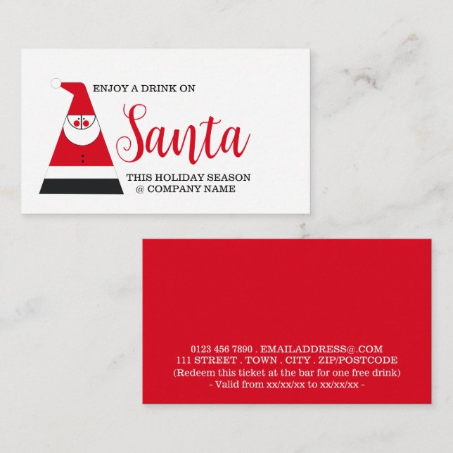 Carte D'accompagnement Vacances festives - Père Noël Abstraite - Billet b (Devant / Derrière)