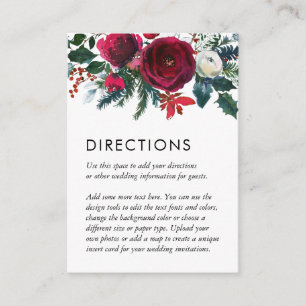 Carte D'accompagnement Vacances Florales Hiver Mariage Instructions Insér