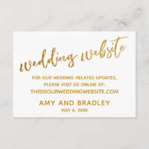 Carte D'accompagnement Vagues d'or et écriture Mariage blanc