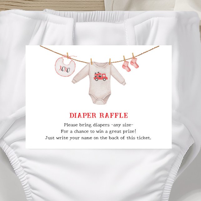 Carte D'accompagnement Valentine Heart Girl Baby shower Déchets Raffle (Créateur téléchargé)