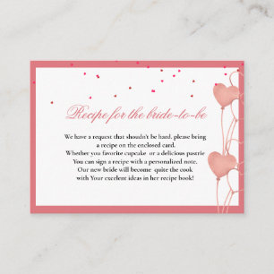 Carte D'accompagnement valentine thème demande recette pour la mariée