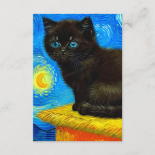 Carte D'accompagnement Van Gogh Style Starry Night Cat
