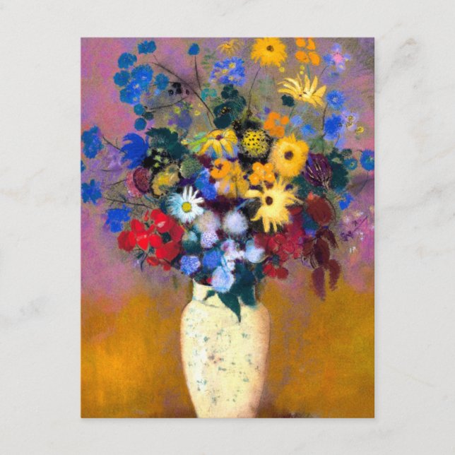 Carte D'accompagnement Vase blanc avec fleurs Odilon Redon (Devant)