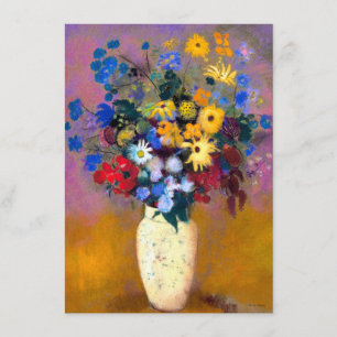 Carte D'accompagnement Vase blanc avec fleurs Odilon Redon