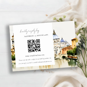 Carte D'accompagnement Vatican Rome Italie Mariage paysager QR Code RSVP
