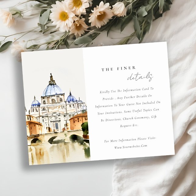 Carte D'accompagnement Vatican Rome Italie Paysage Détails du Mariage (Créateur téléchargé)