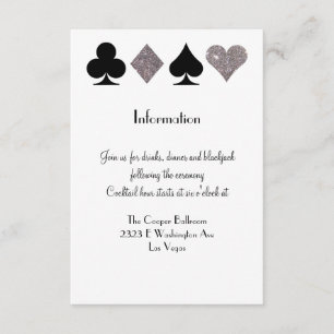 Carte D'accompagnement Vegas Mariage Black et Silver Extra Info Card