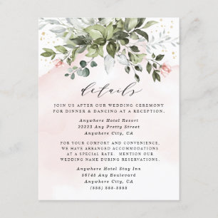 Carte D'accompagnement Végétation dorée Succulente Dusty Blue Mariage