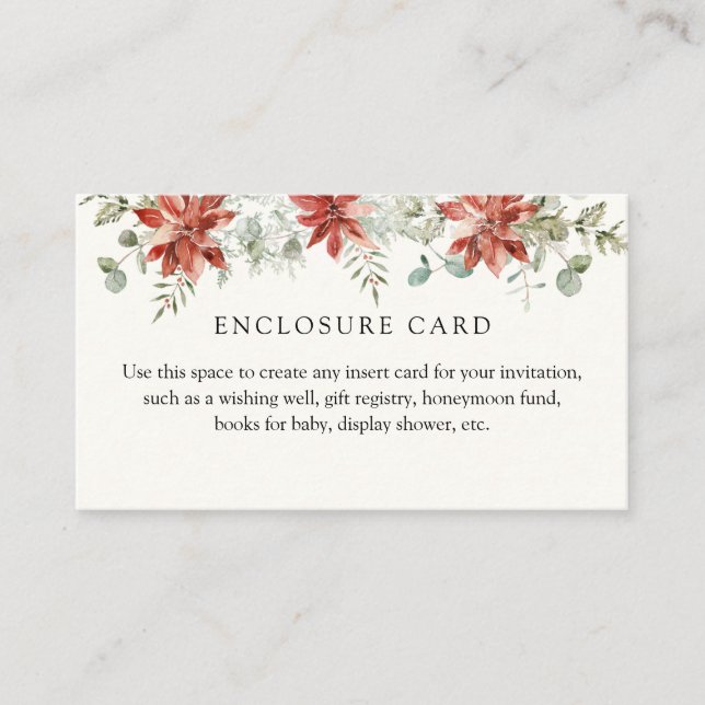 Carte D'accompagnement Végétation hivernale et poinsettia personnalisés (Devant)
