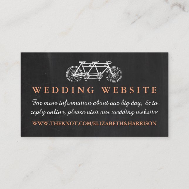 Carte D'accompagnement Vélo Tandem Sur Le Site Du Mariage Chalkboard (Devant)
