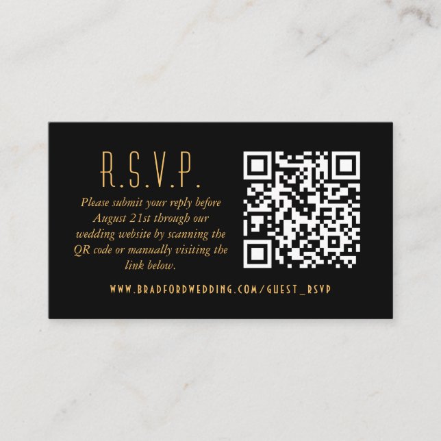 Carte D'accompagnement Ventilateur Gold Art Déco Mariage en ligne RSVP (Devant)