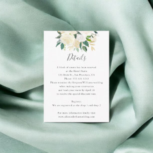 Carte D'accompagnement Verdure Aquarelle blanche Floral Mariage Détails