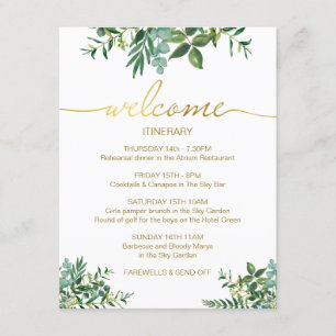Carte D'accompagnement Verdure Aquarelle Mariage Itinéraire Gold Script