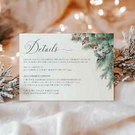 Carte D'accompagnement Verdure Baies d'hiver & Pine Aquarelle Détails