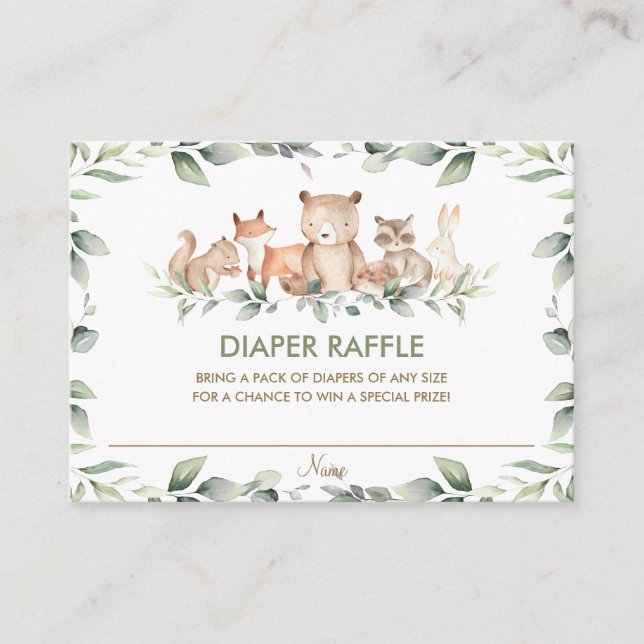 Carte D'accompagnement Verdure Bois Baby shower animal Déchets Raffle (Devant)