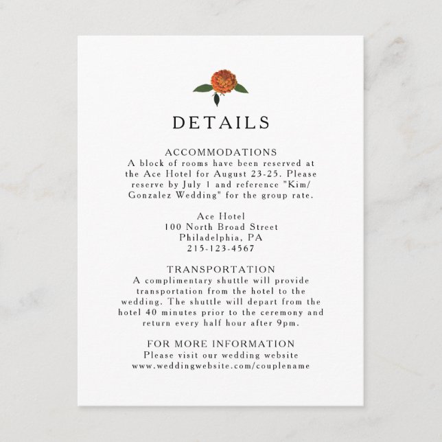 Carte D'accompagnement Verdure botanique, citrons et marigolds (Devant)