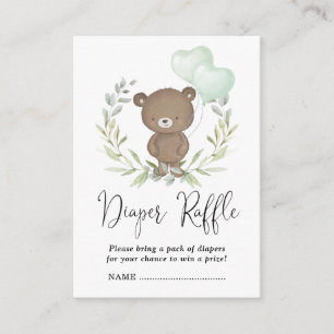 Carte D'accompagnement Verdure douce Baby shower Ours Teddy Repas de couc