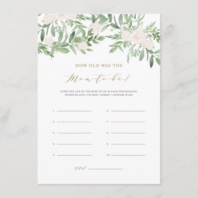 Carte D'accompagnement Verdure et fleurs blanches Quel âge avait la maman (Devant)