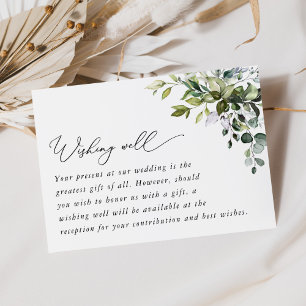 Carte D'accompagnement Verdure, Eucalyptus Feuilles, Mariage Wishing Well