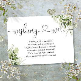 Carte D'accompagnement Verdure Floral Coeur Script Wishing well Mariage
