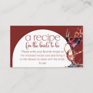 Carte D'accompagnement Verre de vin rouge Recette pour la mariée