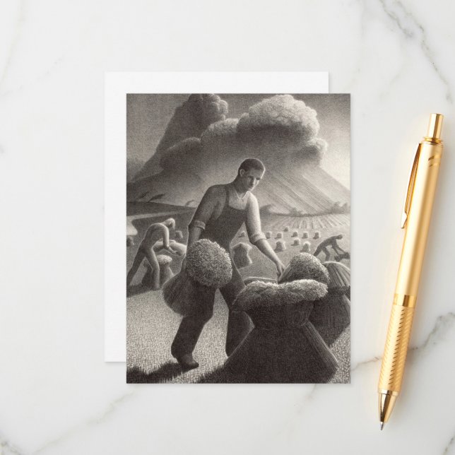 Carte D'accompagnement Vers la tempête par Grant Wood (Devant/Arrière en situation)