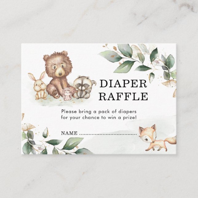 Carte D'accompagnement Vert doux Baby shower de bois Déchets Raffle E (Devant)