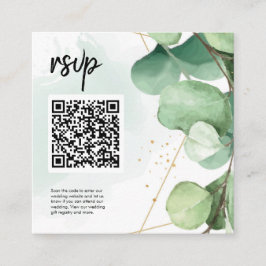 Carte D'accompagnement Vert Élégant Moderne Simple QR Code Mariage RSVP