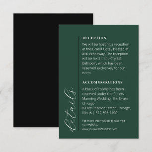 Carte D'accompagnement Vert émeraude minimal et informations sur le Maria