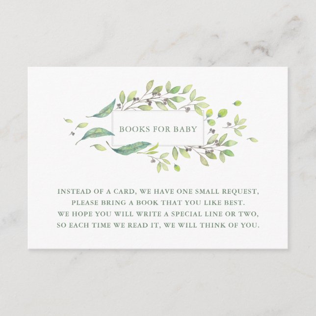 Carte D'accompagnement Vert feuilles | Demande de carnet d'aquarelles (Devant)