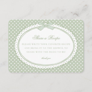 Carte D'accompagnement Vert Gingham Coquette Bow Partagez une Recette