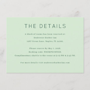 Carte D'accompagnement Vert Menthe Minimaliste Professionnel