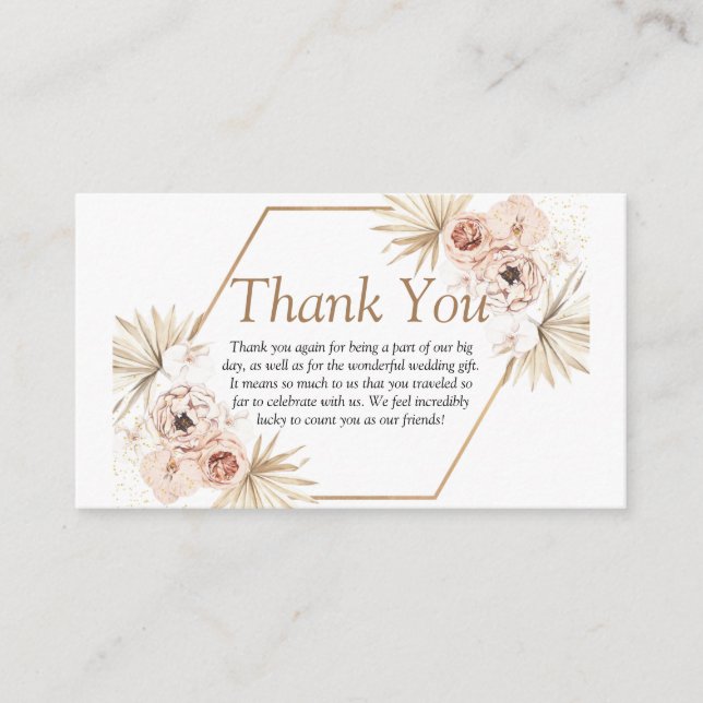 Carte D'accompagnement Vert rose vif eucalyptus floral merci en (Devant)