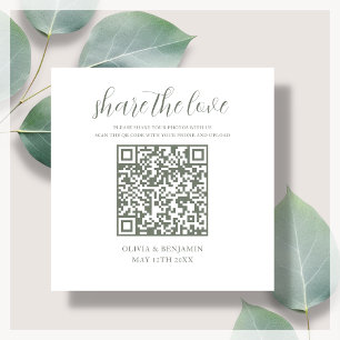 Carte D'accompagnement Vert sage White Share The Love QR Code